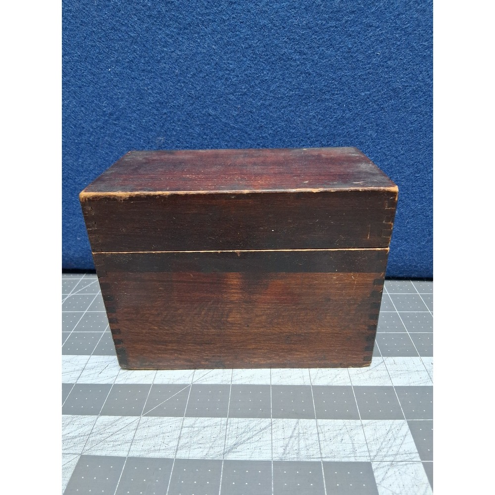 Tide Water Oil Sales Corp Filing Box Brown Wood Vintage Industrial Antique NY